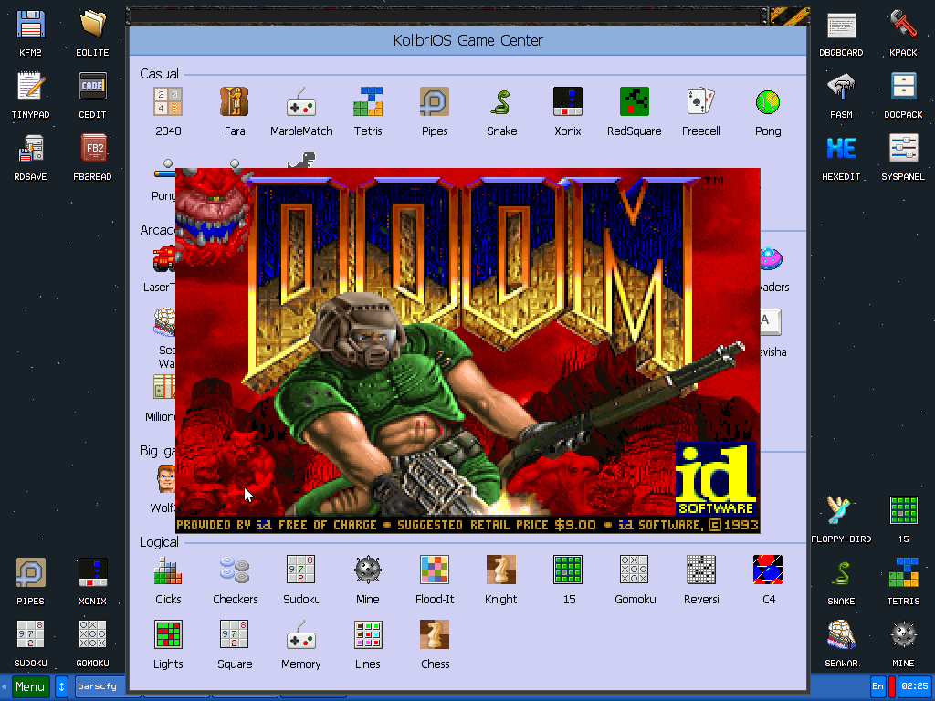 Running Doom on KolibriOS.