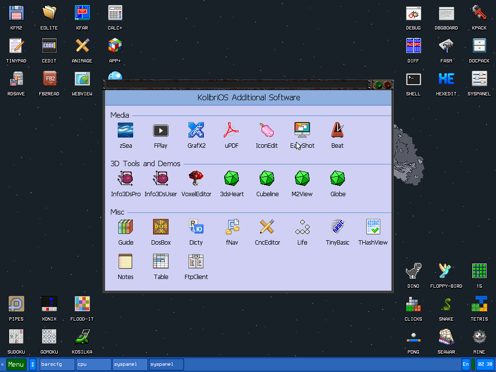 KolibriOS app center.