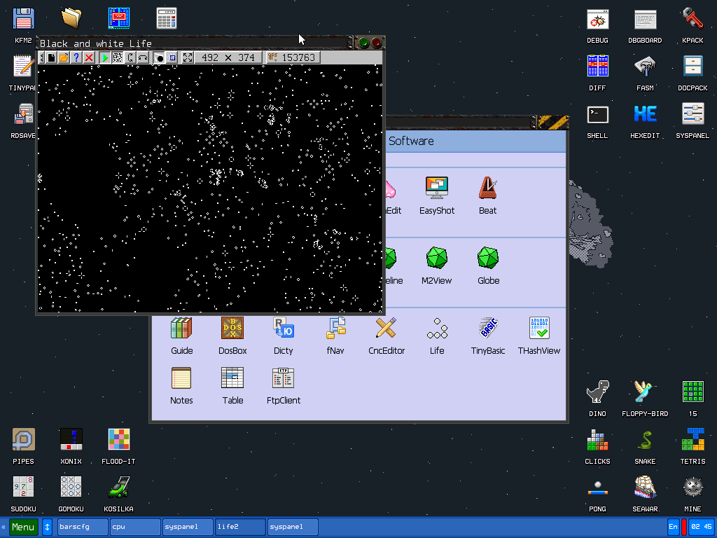 Playing an evolution simulator on KolibriOS.