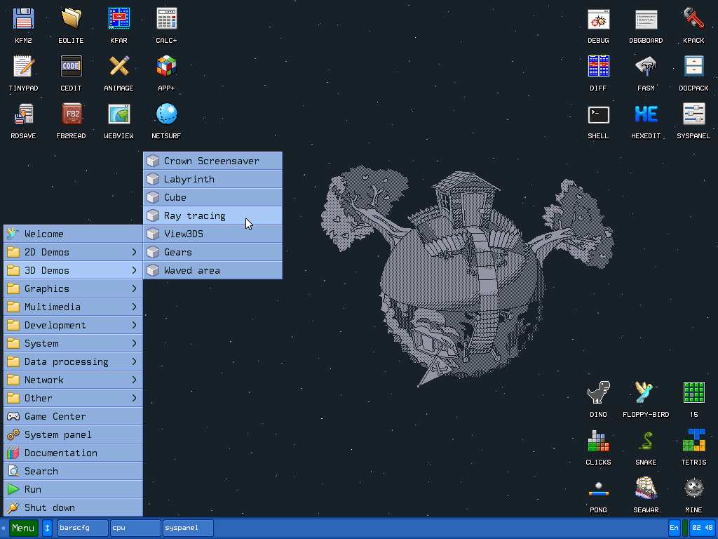 Different KolibriOS demos.