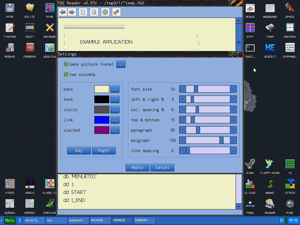 A text previewer on KolibriOS.