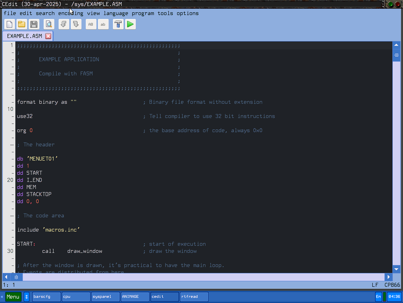 Um exemplo de código Assembly.