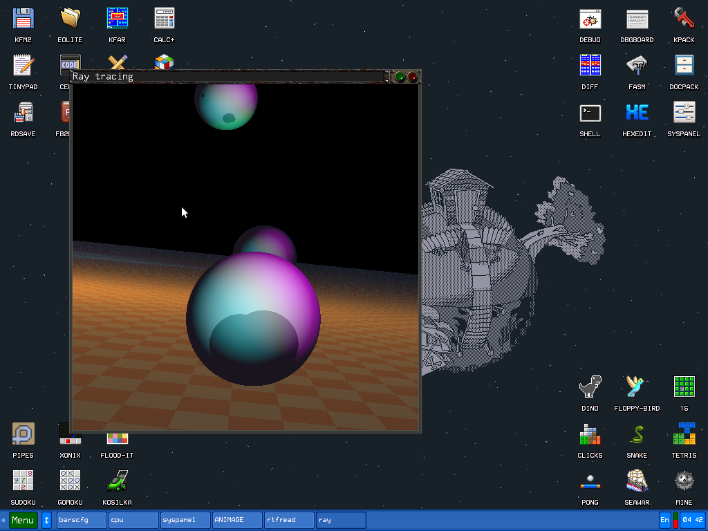 KolibriOS ray-tracing demo.