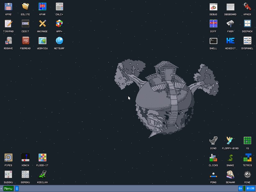 KolibriOS desktop.