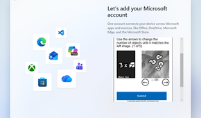 Solving CAPTCHAs to add the Microsoft account.
