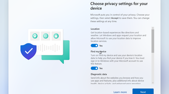 Windows 11 privacy toggles.