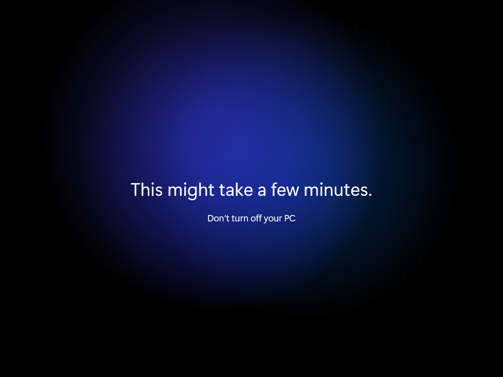 Windows 11 finishes the installation before dropping me into the desktop.