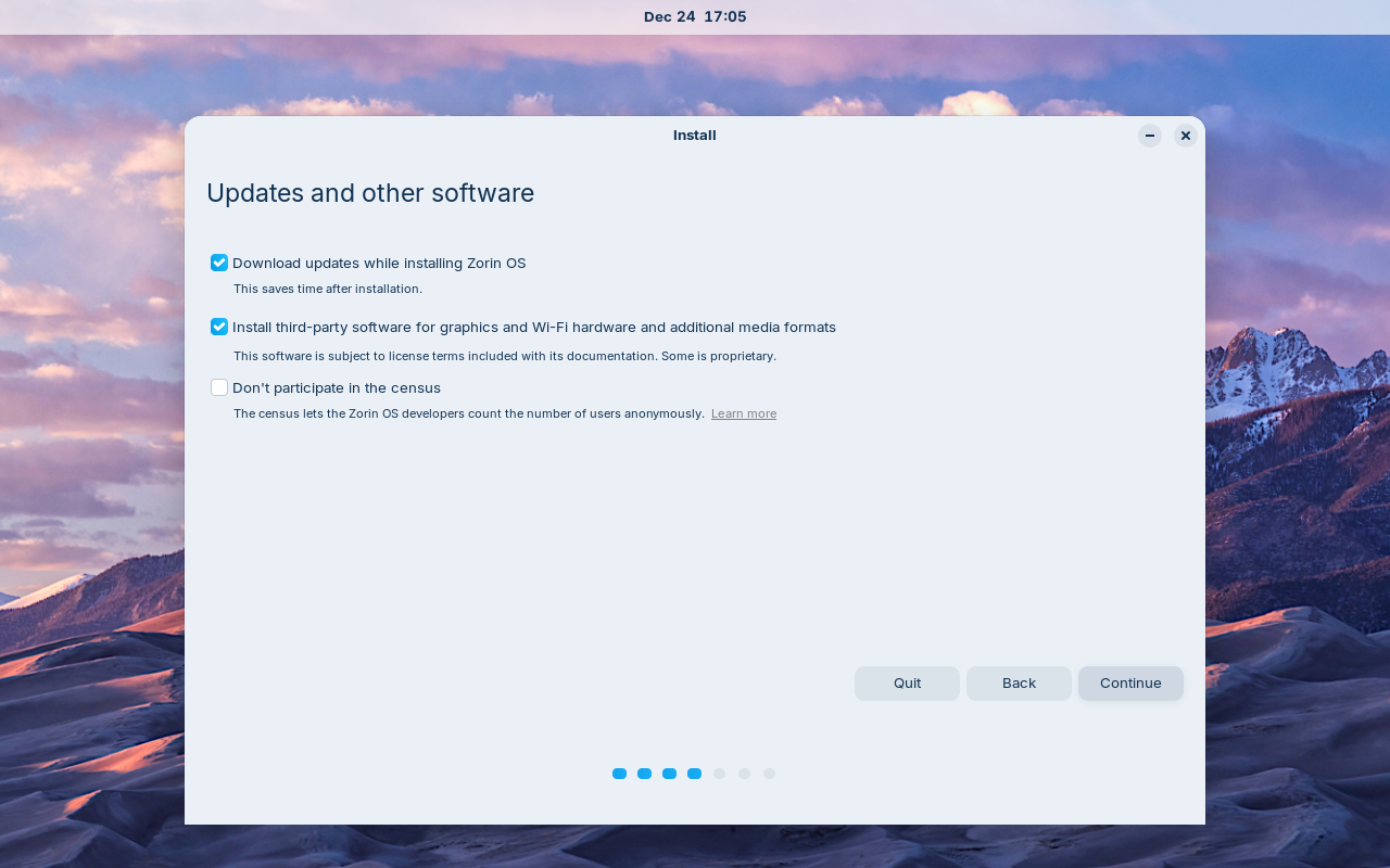 Downloading updates and software packages during the installation.