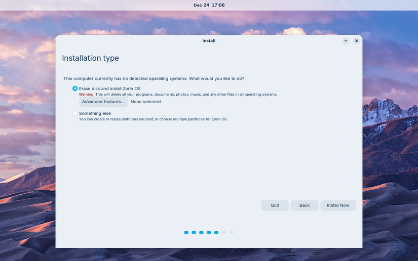 ZorinOS partitioning features.