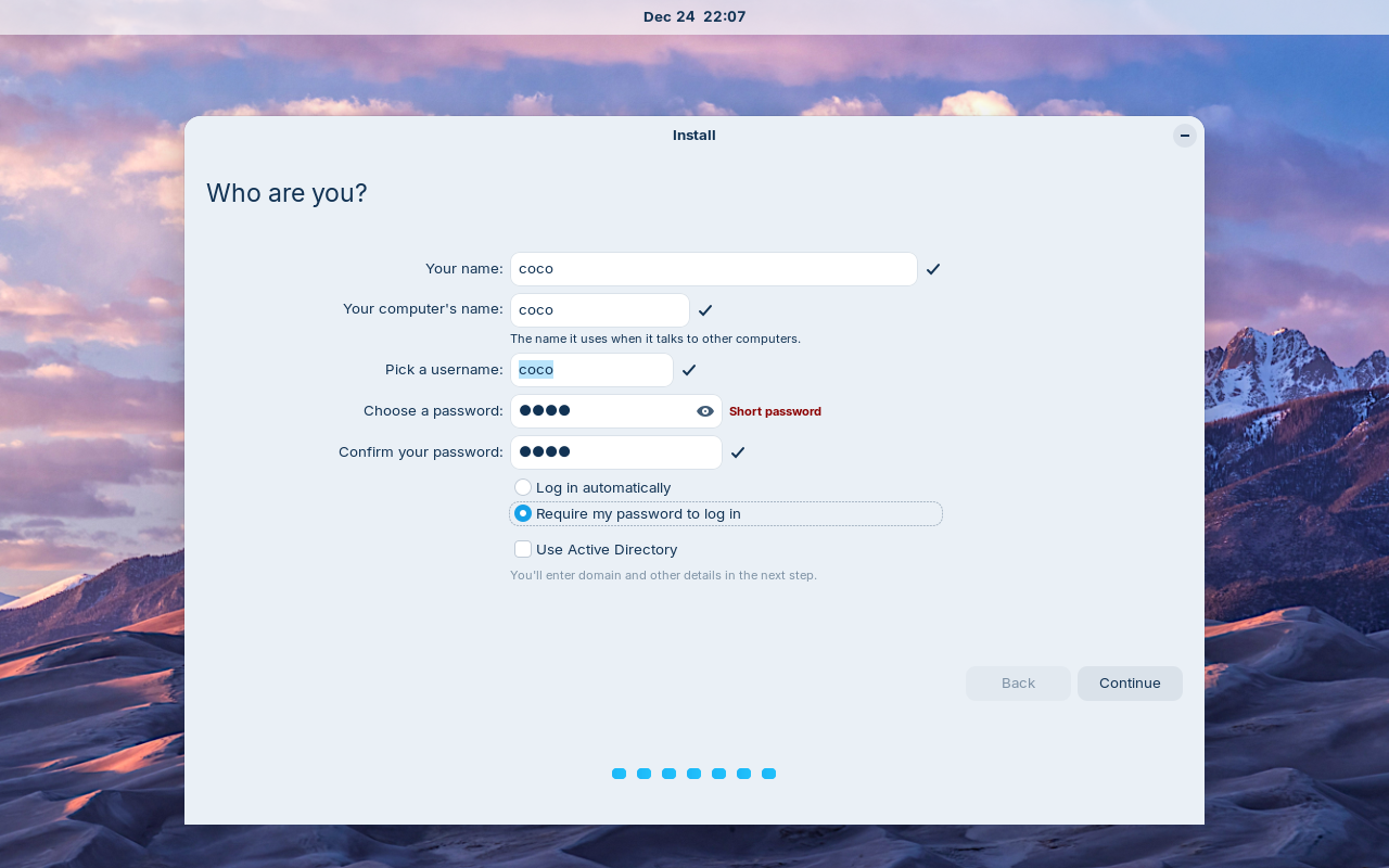 Providing a username and password.