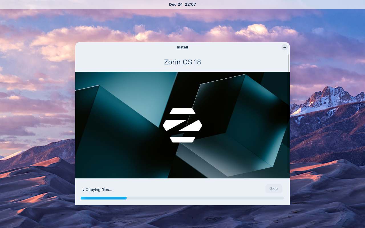 Installing ZorinOS.