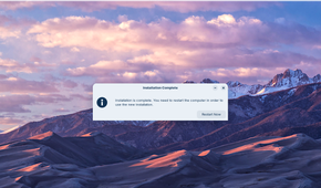 Rebooting the machine after a successful installation of ZorinOS.