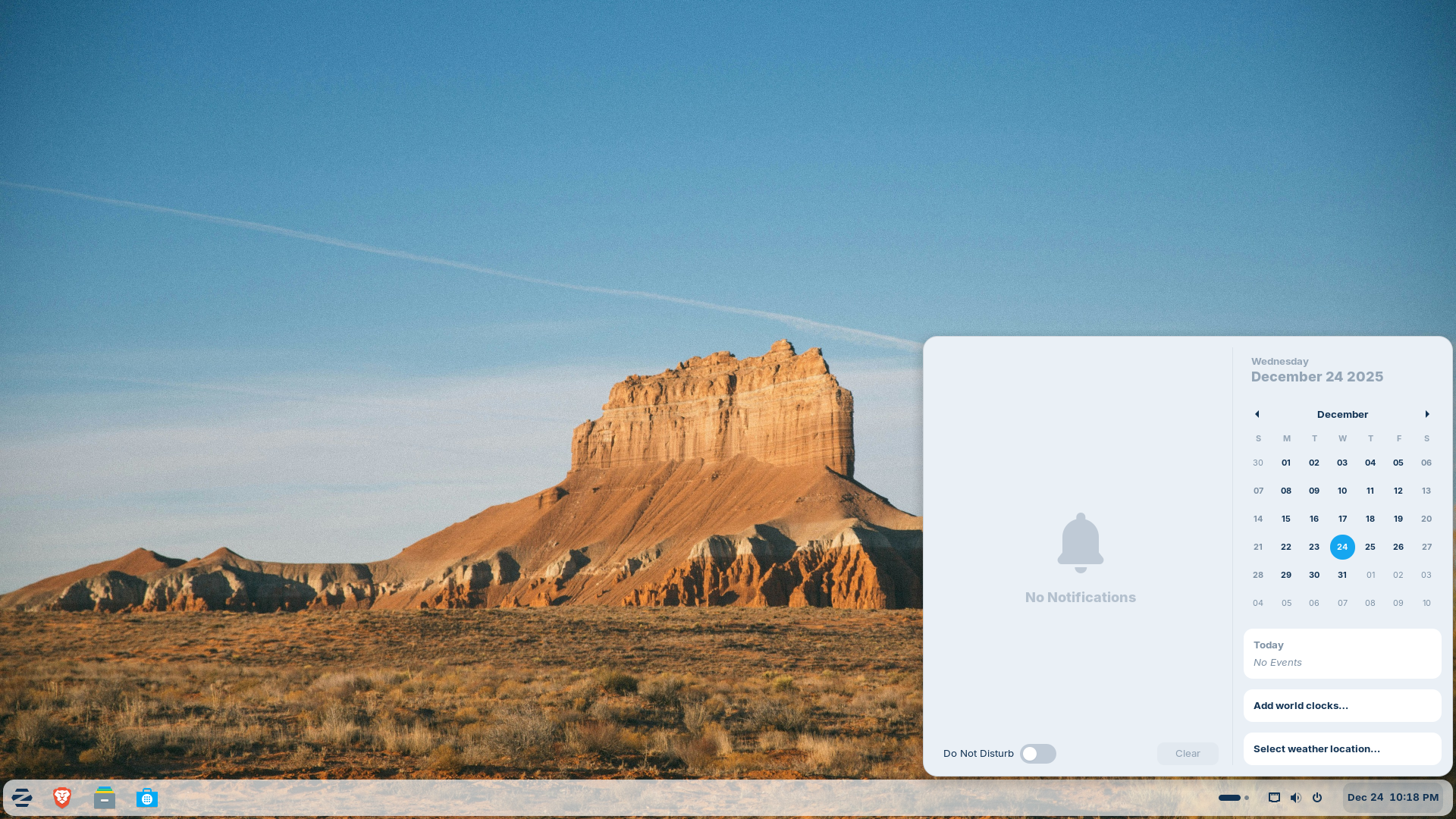 ZorinOS taskbar notifications.