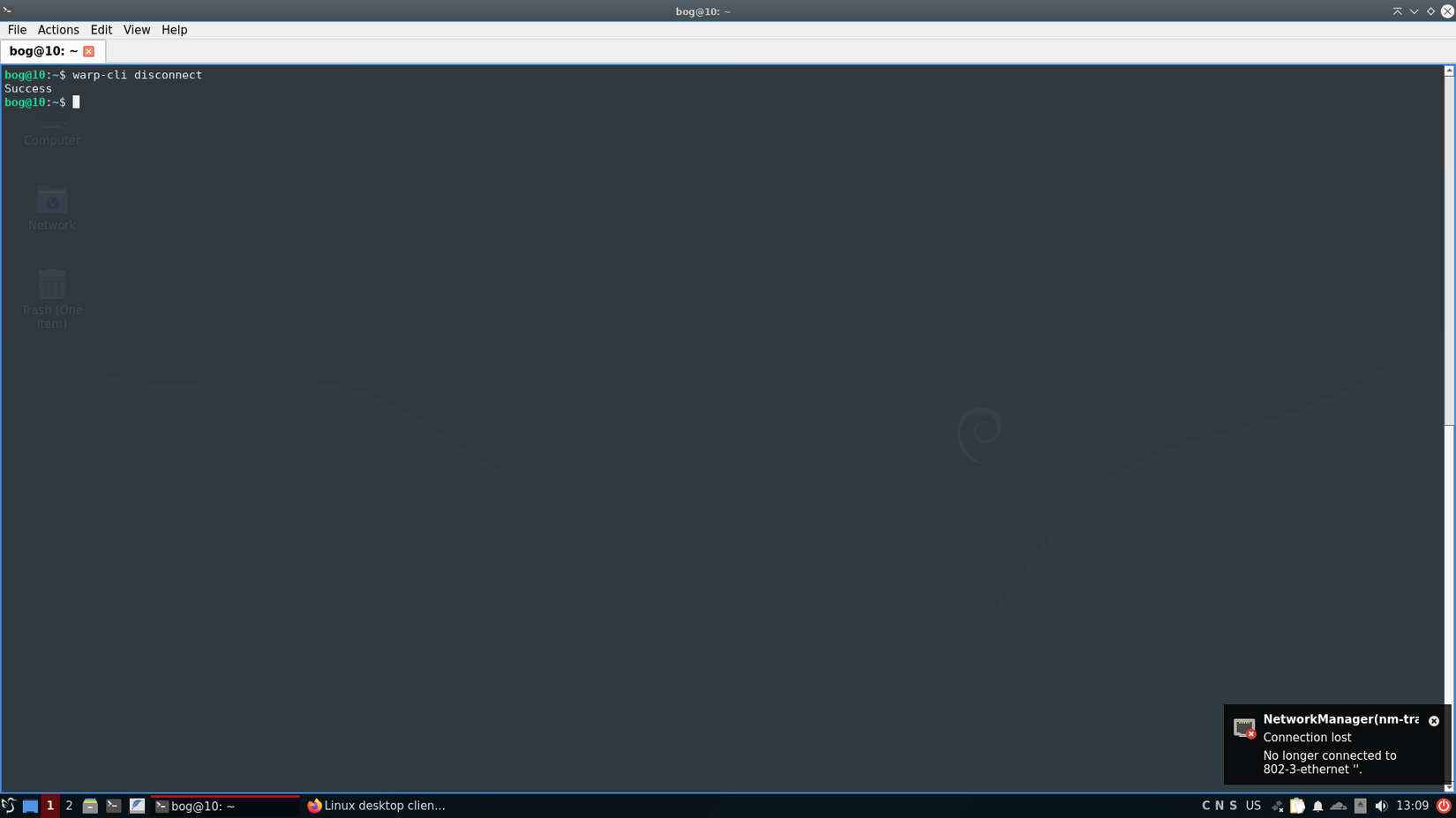WARP desconectado com sucesso.