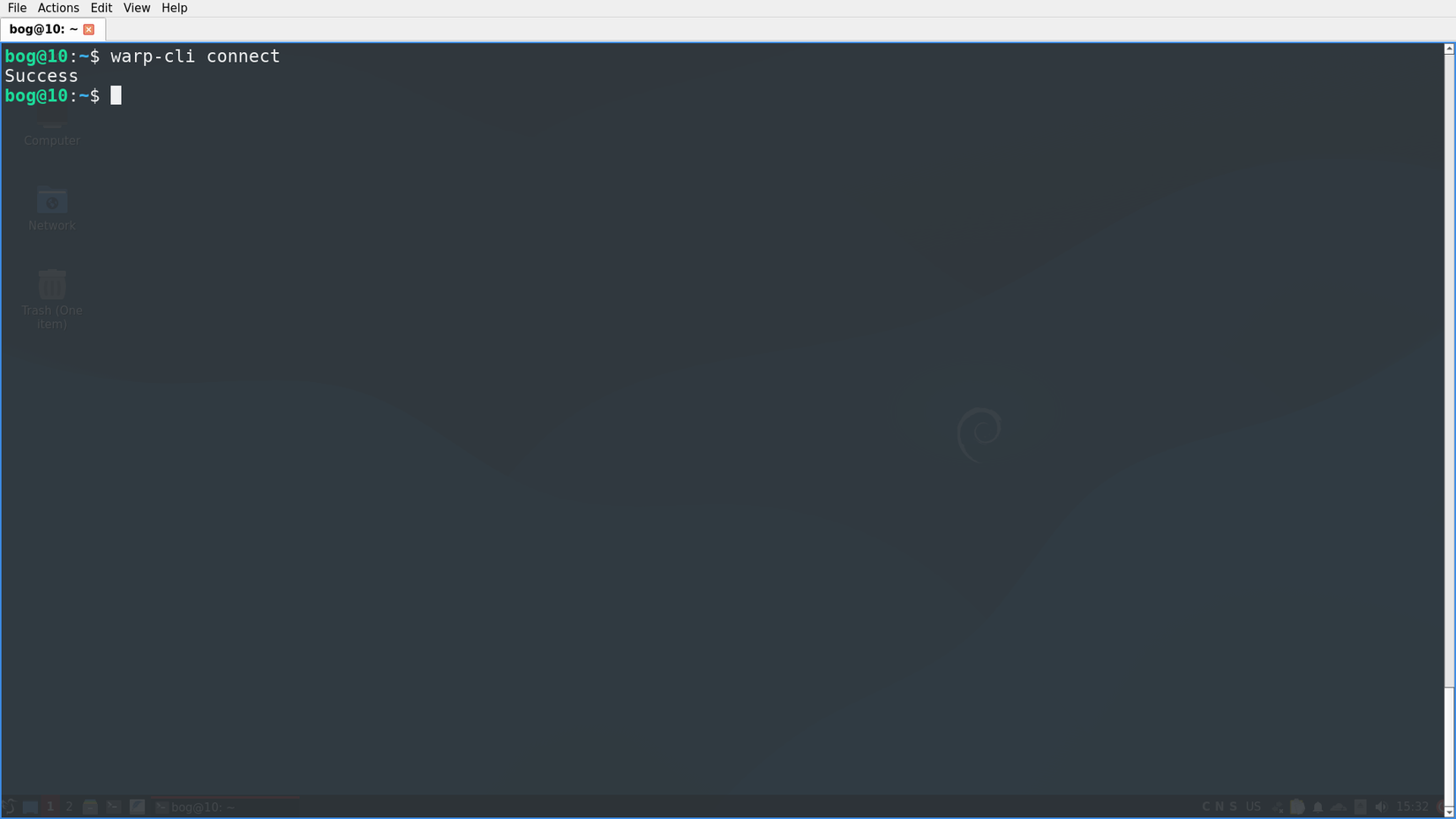 Conexão WARP bem-sucedida.