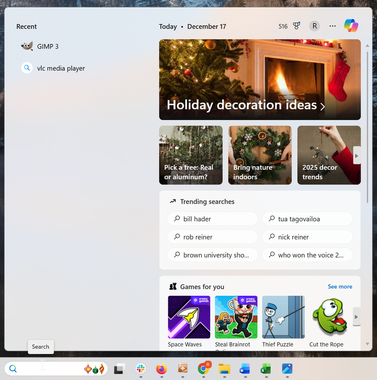 Uma captura de tela dos resultados da caixa de pesquisa do Windows mostrando os resultados do MSEdgeRedirects.