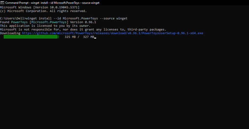 Instalando PowerToys com winget.