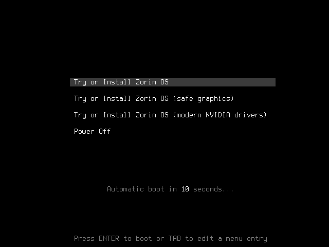 ZorinOS Install with NVIDIA graphics.