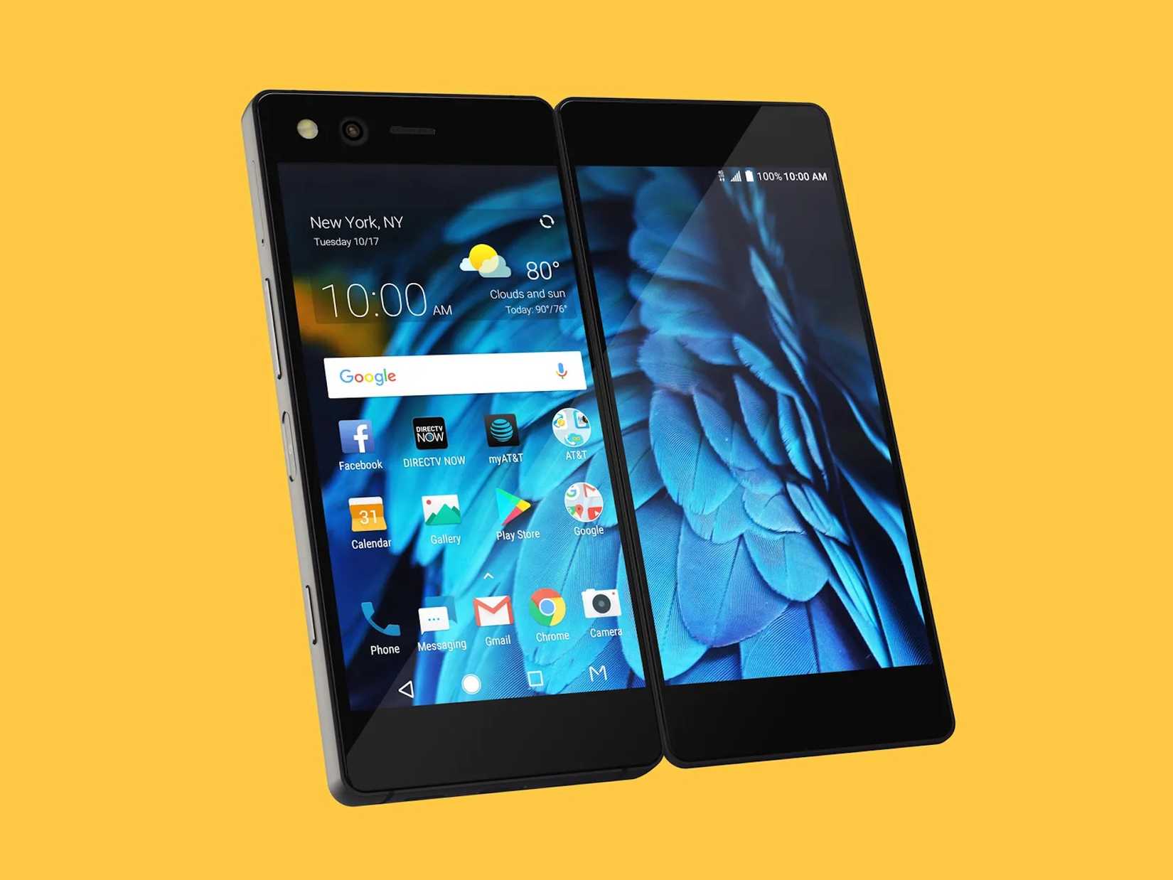 A ZTE Axon M phone unfolded.