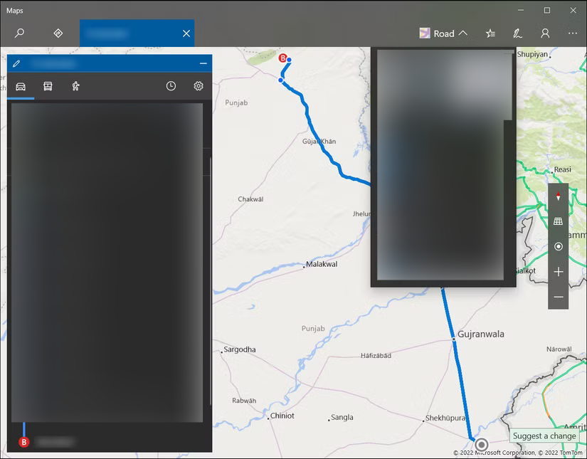 Using the Maps application on Windows.