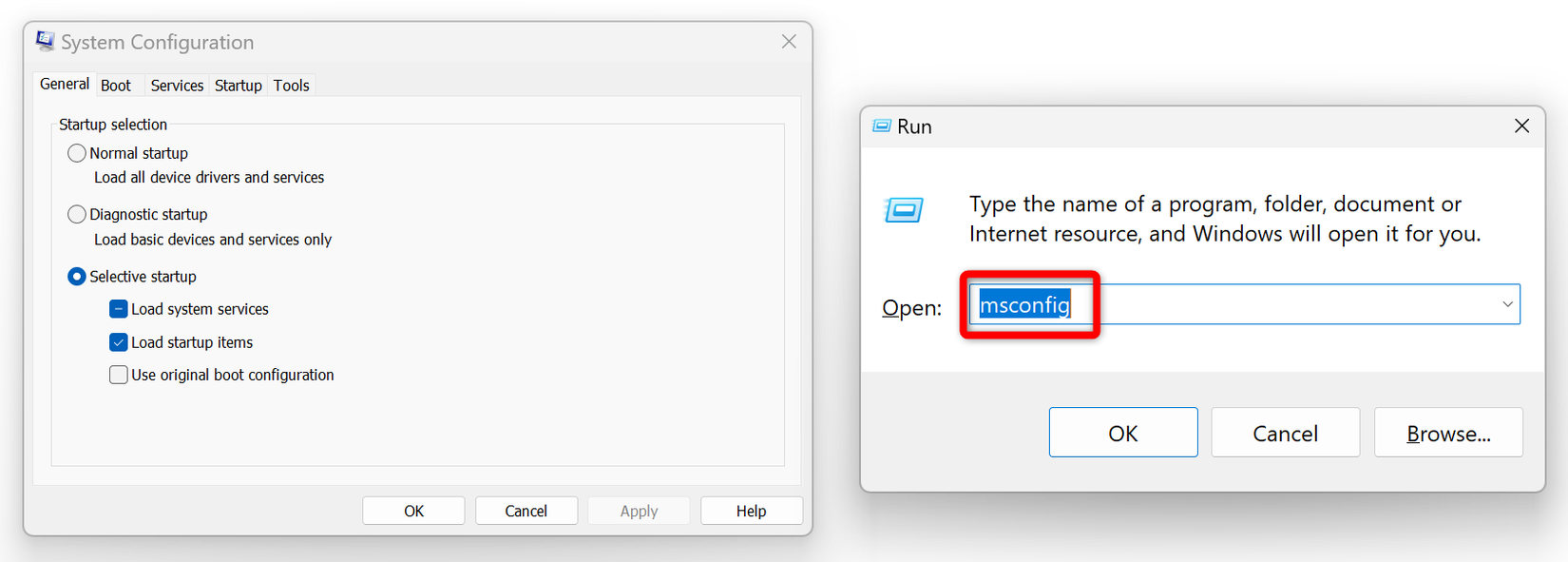 Открытие окна настройки системы в Windows с помощью команды 'Выполнить'.