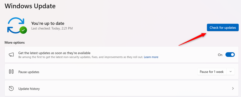 Verificando atualizações no aplicativo Configurações no Windows.