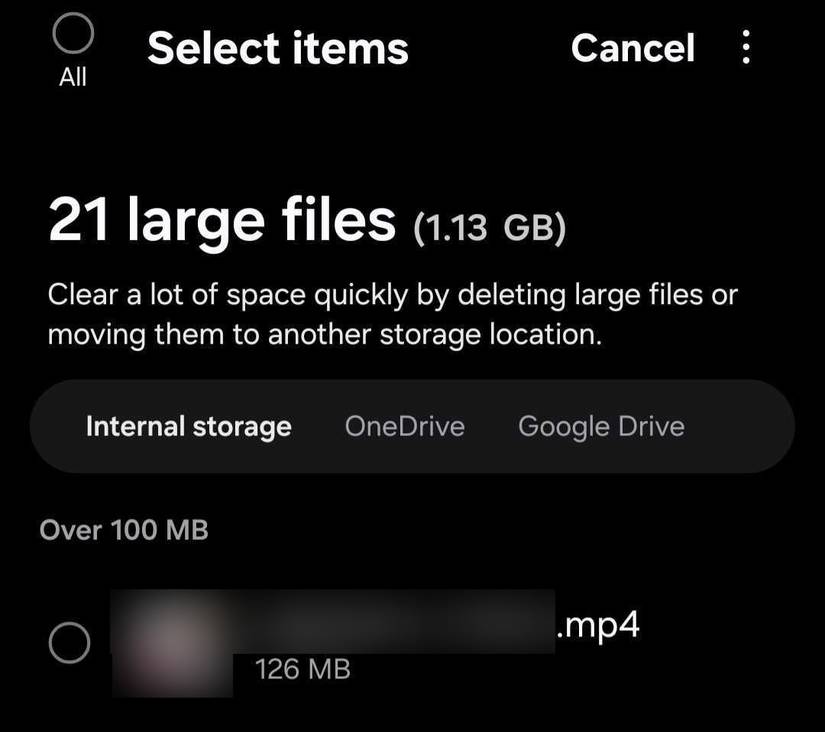 Deleting a large file from Android storage.
