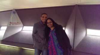 Photo of a couple in the St Louis Arch taken with an HTC One M7.