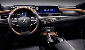 Shot inside the cabin of a 2019 Lexus ES showing the dashboard and interior.