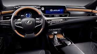 Shot inside the cabin of a 2019 Lexus ES showing the dashboard and interior.