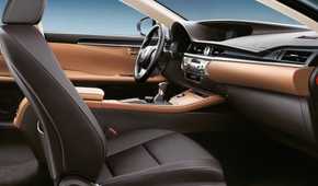 Shot inside the cabin of a 2019 Lexus ES showing the interior and dashboard.