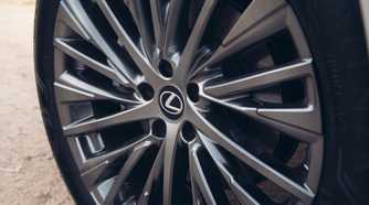 Close-up shot of the alloy wheel on a 2026 Lexus RX 350h.