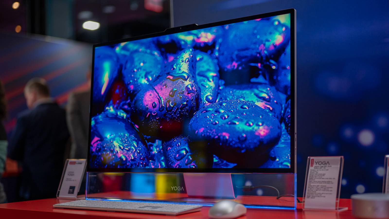 This Lenovo all-in-one PC desktop has ambient lighting and a 32-inch OLED