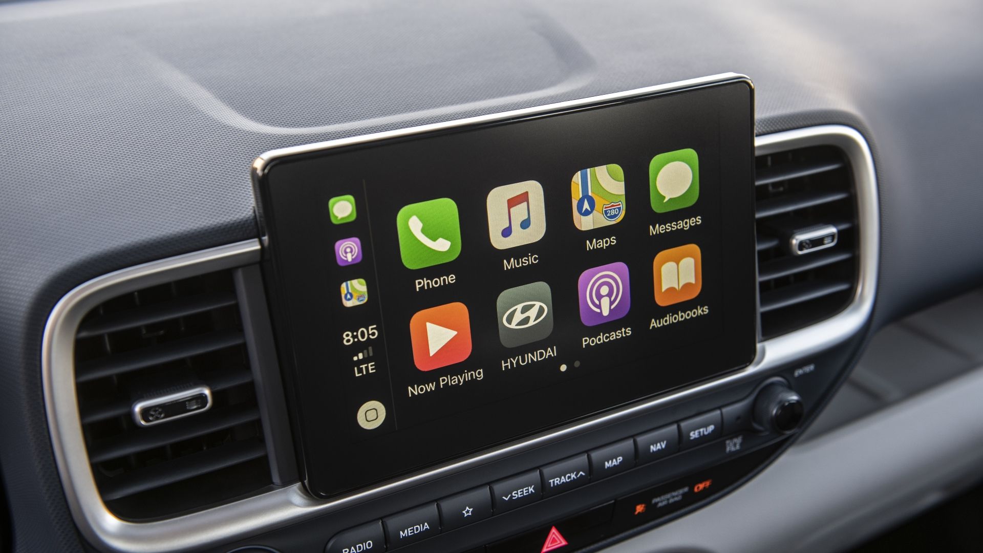 Close up of the infotainment screen in a 2026 Hyundai Venue