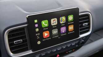 Close up of the infotainment screen in a 2026 Hyundai Venue