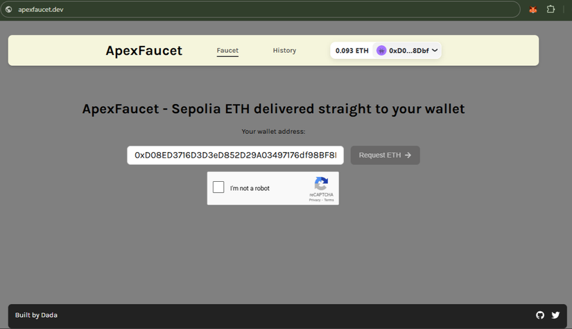 A frontend image of the apexFaucet tool-10