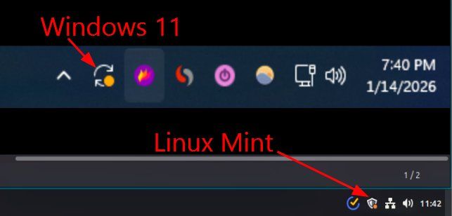 A screenshot that compares the update manager similarities on Linux Mint and Windows