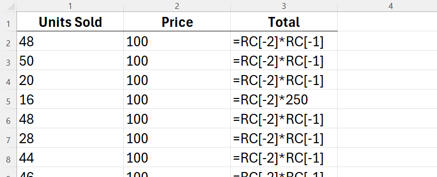 How to use R1C1 referencing style in Microsoft Excel
