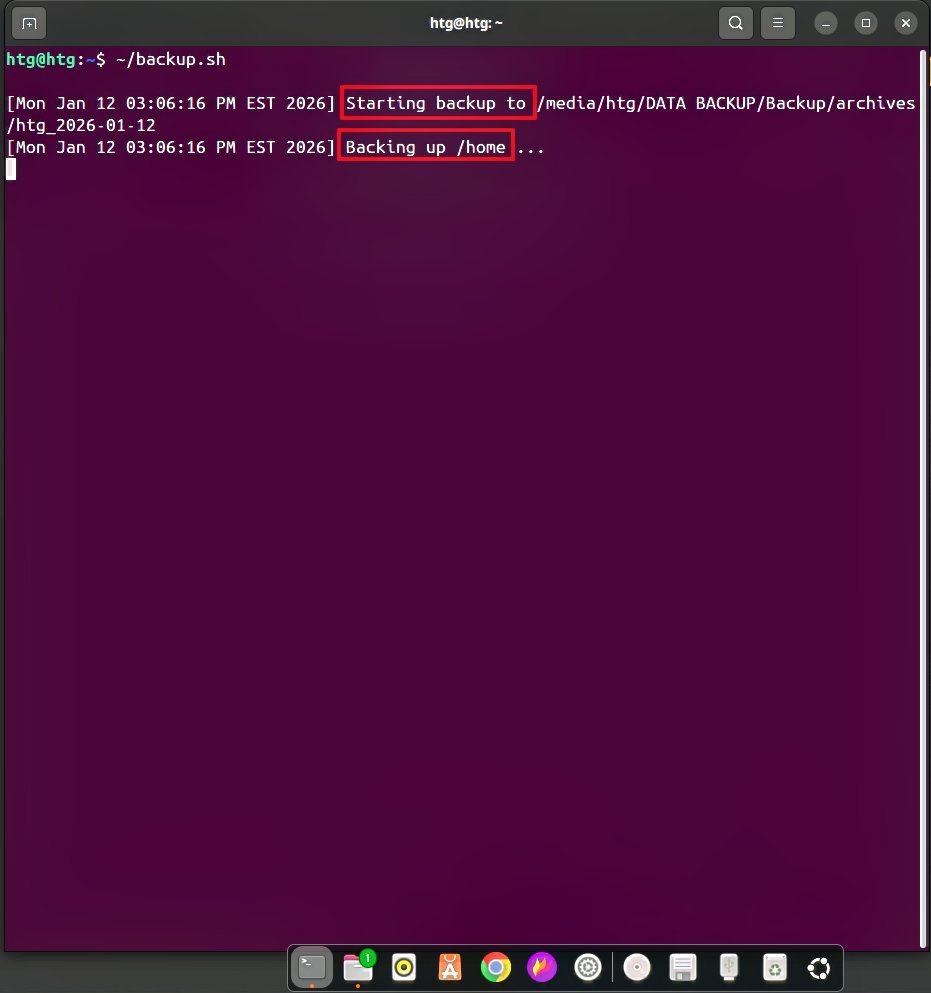 An image showing what to expect after running and testing backup.sh-3