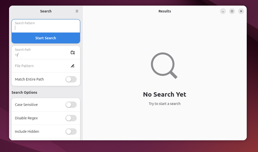 An instance of Clapgrep's interface after launching.