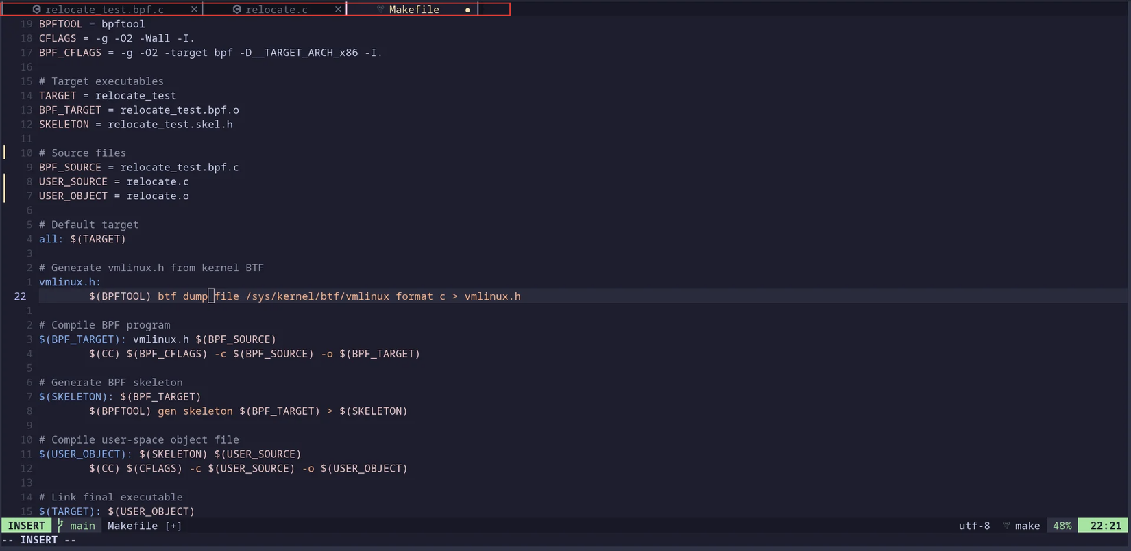 captura de tela do plugin buffer no Neovim