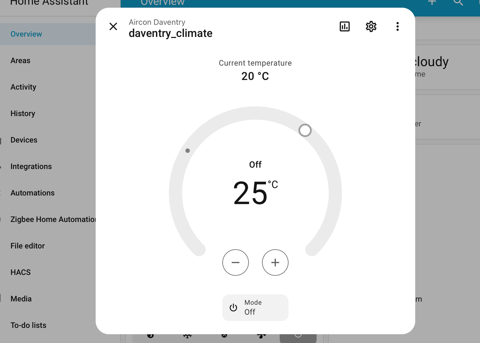 Control de clima dentro de Home Assistant.