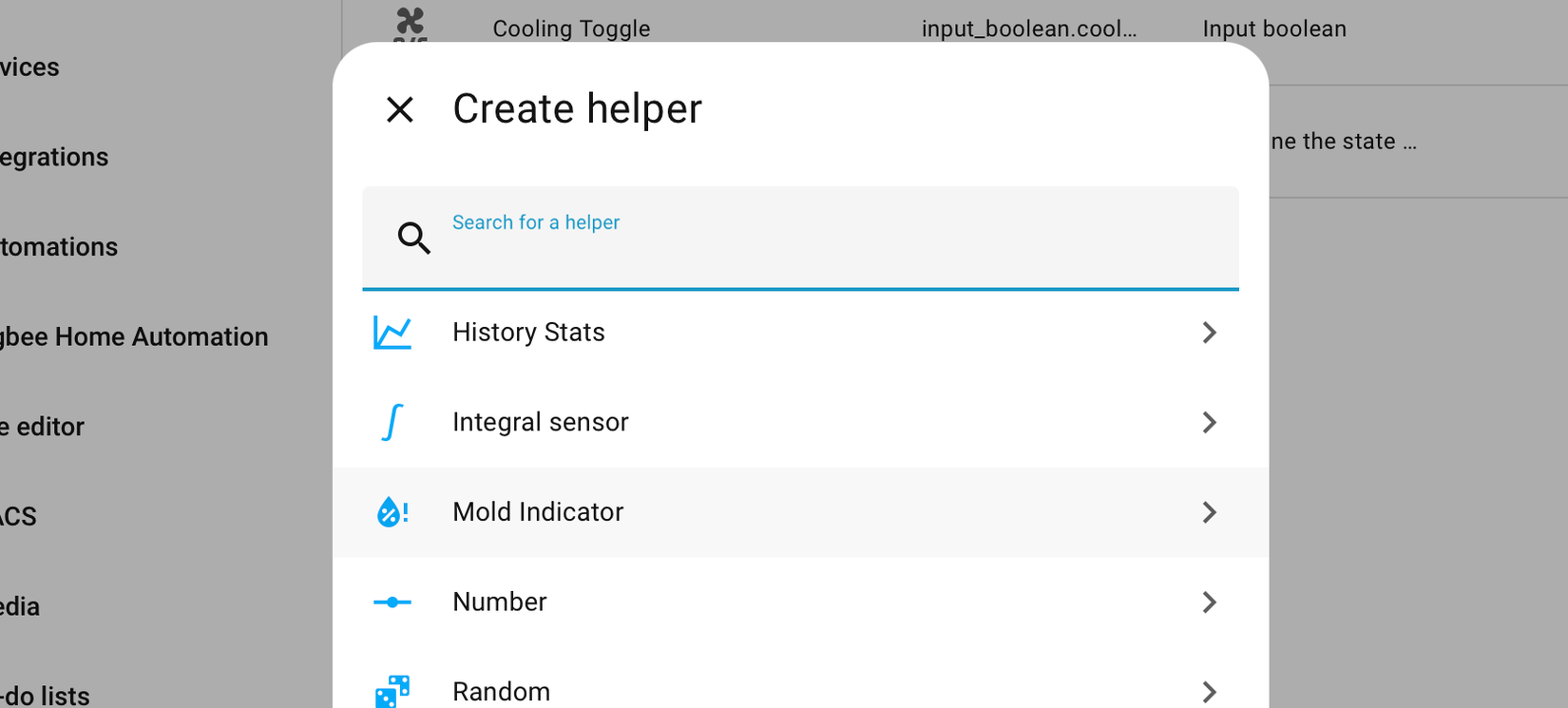 Create mold indicator helper in Home Assistant.