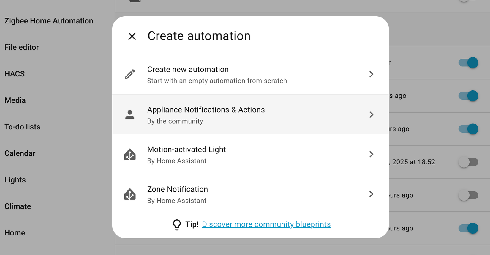 Create new automation in Home Assistant from blueprint.