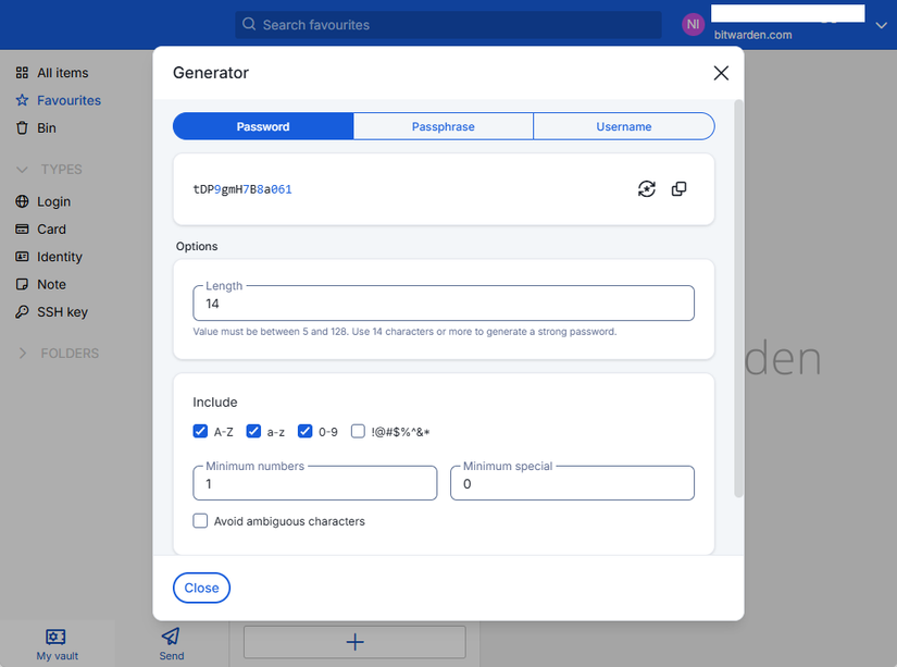 Creating a new password.