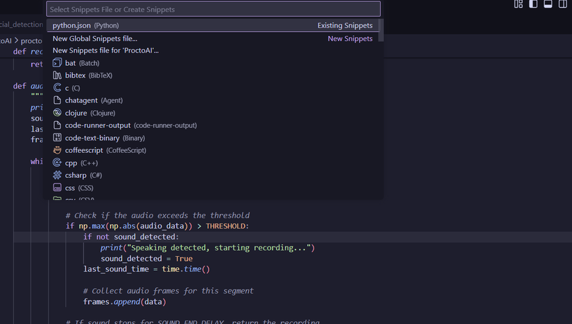 Creating code snippets in VS Code for different programming languages.