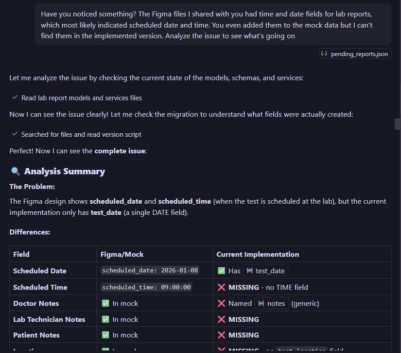 GitHub Copilot makes the mistake of not adding property fields to the database model, which it has done in the past.
