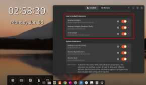 GNOME Extensions User-installed widgets