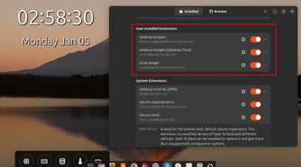 GNOME Extensions User-installed widgets
