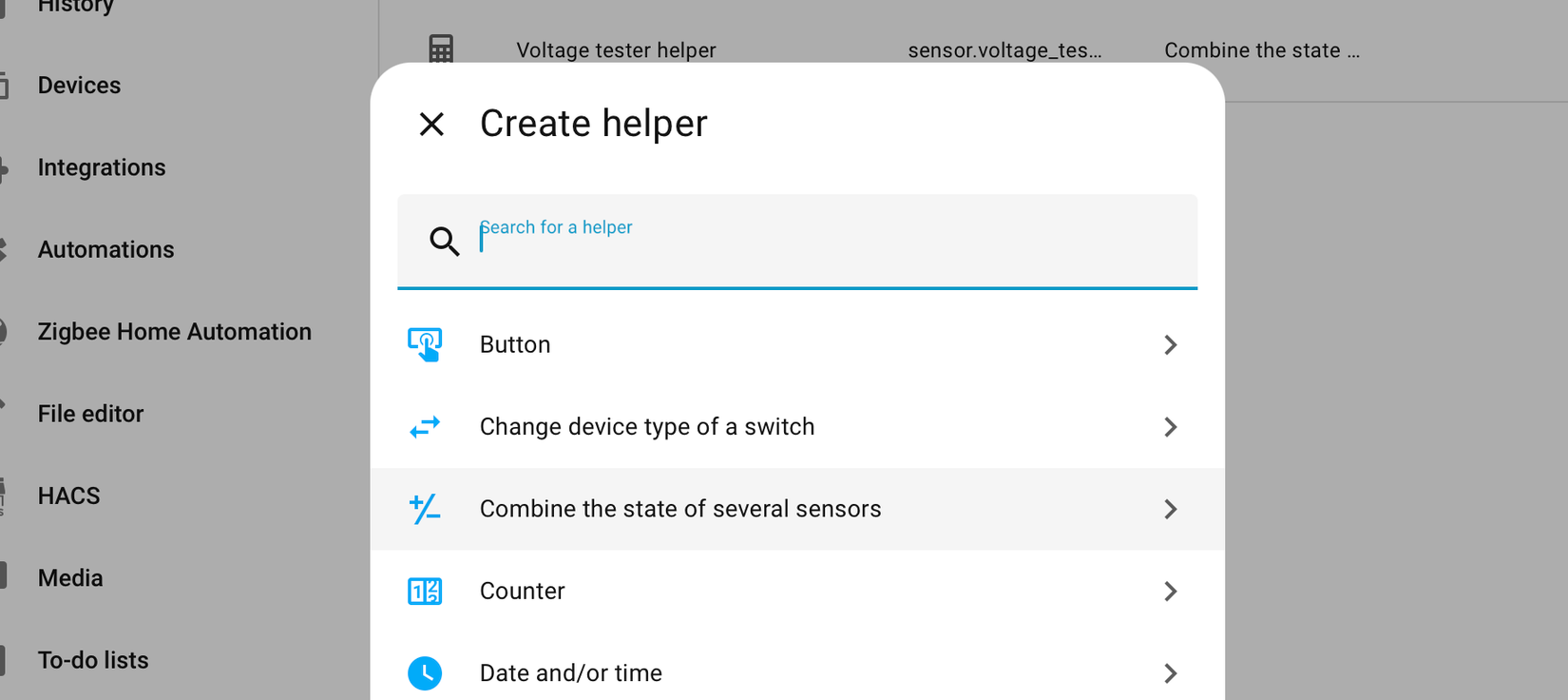Home Assistant's combined sensor input helper.